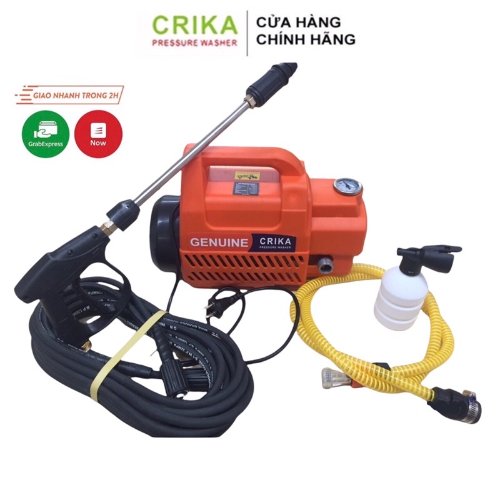 Máy rửa xe áp lực cao cảm ứng dạng nằm Crika Genuine 2000w (cam)